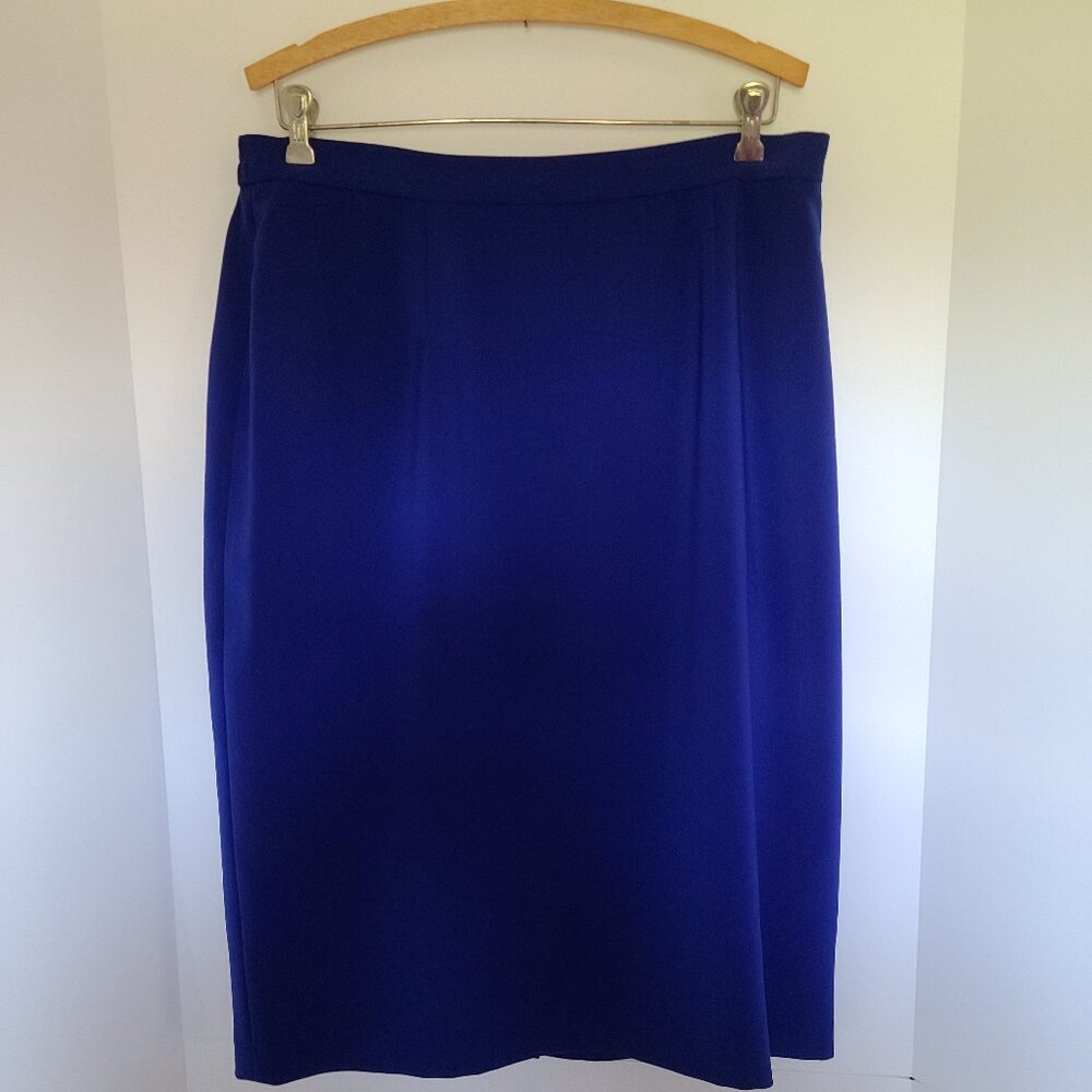 LE SUIT ESSENTIAL WOMEN'S "STRAIGHT" ROYAL BLUE MIDI LINED SKIRT SIZE  14WIDE